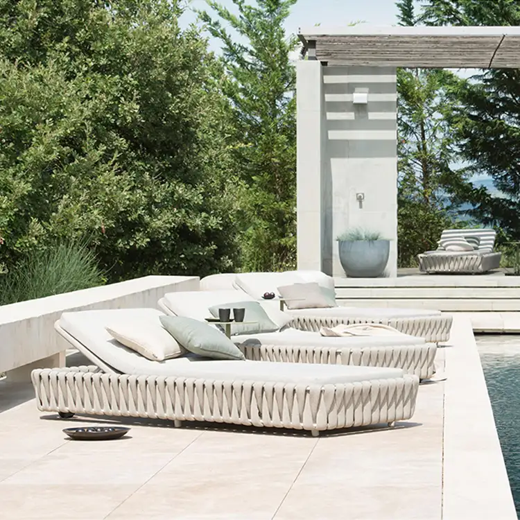 Terrasse Aluminium Rattan Chaise Lounge Outdoor Stuhl Garten Wicker Pool Sonne Liege