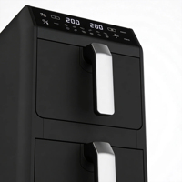 Four à friture sans huile double panier 5+5L avec écran LED et contrôle numérique pour cuisson, pâtisserie, rôtissage, déshydratation et protection contre la surchauffe