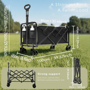 Multi-Functional Folding Wagon Cart Heavy Duty Beach <strong>Trolley</strong> Camping Wagon Cart Large Capacity Folding Wagon with Storage - Product Image 2