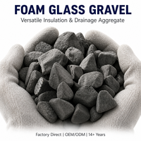 Gravier en verre mousse léger, isolation non inflammable, 100 % matériau recyclé, drainage, remblai souterrain, sol