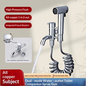 Pistolet pulvérisateur WC à une entrée et deux sorties, <span class=keywords><strong>mini</strong></span>-vanne d'angle, buse de chasse d'eau pressurisée pour toilettes domestiques - Product Image 2