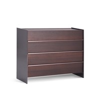 Buffet moderne minimaliste en placage de bois fumé, armoire de salle à manger laquée haute brillance avec poignée en alliage de zinc, meuble de maison