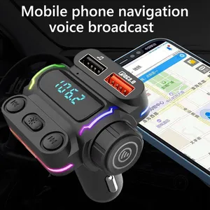 Black FM Transmitter Fast Charging Dual USB Color Atmosphere Car MP3 Player