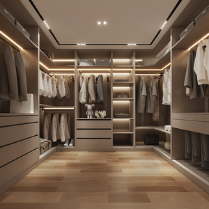 <span class=keywords><strong>Cabina</strong></span> <span class=keywords><strong>Armadio</strong></span> Minimalista Stile Italiano con Ante in Vetro Tavolo da Toletta Specchiera e Mobili per Guardaroba Eleganti - Product Image 5