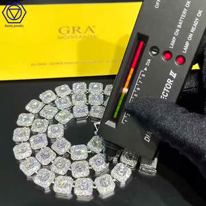 Princesa corte Moissanite cuadrado tenis racimo cadena S925 <span class=keywords><strong>Rock</strong></span> and Roll Hiphop joyería hombres diamante tenis cadena <span class=keywords><strong>Rock</strong></span> collar - Product Image 1