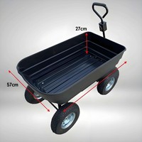 Chariot de jardin pliable à grande capacité, fermé, en plastique, à quatre roues, 125L, avec fonction benne basculante, OEM, pour outils