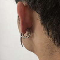 VAF Clip d'oreille réglable pour oiseaux, en acier inoxydable poli, style futuriste, unisexe, nouveau design