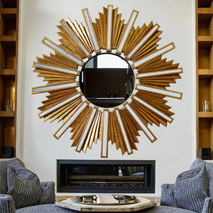 Vintage Gold <strong>Leaf</strong> Sun Decorative <strong>Wall</strong> Mirror Unique Art Deco Resin Design Durable and Waterproof for Home <strong>Decor</strong> - Product Image 6
