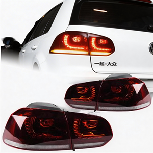 Nuovo Gruppo Luci Posteriori a LED PLD 18W per Golf6 Mk6 R20 2008-2013, Rosso, Plug+Play, Modificato con Indicatore di Direzione a Scorrimento - Product Image 1