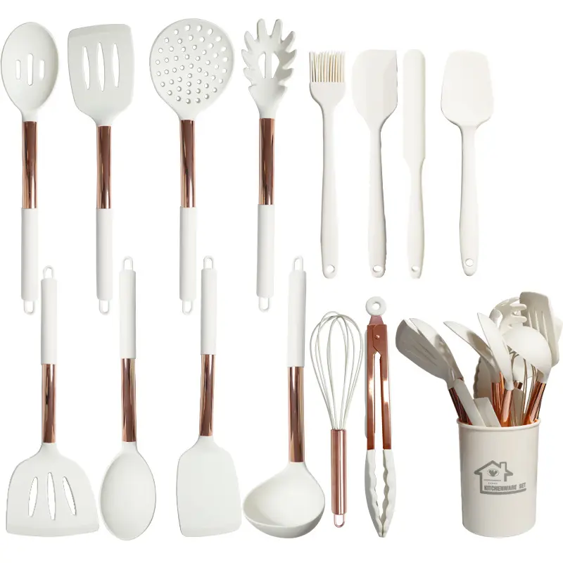 silicone kitchen utensils set 25-piece silicone kitchenware set Wholesale stainless steel handle cooking utensil manufacturer
