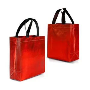 कस्टम चीन थोक उपहार बैग लाल चमकदार पीपी गैर बुना उपहार बैग