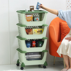 Di động Rau lưu trữ Giá xe đẩy với bánh xe nhựa Stackable giỏ tổ chức cho nhà bếp đựng thức ăn kệ - Product Image 4