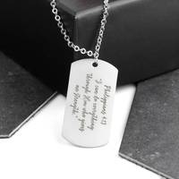 Pendentif personnalisé de style militaire en acier inoxydable mat gravé Collier à la mode Cadeau personnalisé parfait pour papa pour la fête des pères