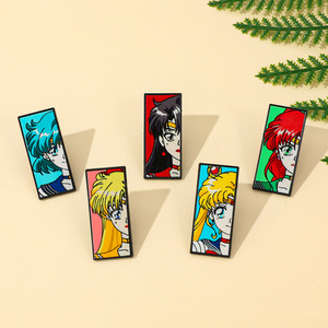 En gros, badges métalliques et épingles de revers en émail, thème <span class=keywords><strong>Sailor</strong></span> <span class=keywords><strong>Moon</strong></span> dessin animé mignon, pour la décoration de vêtements et la collection - Product Image 2