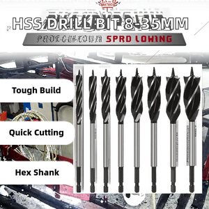 Broca helicoidal HSS de 4 filos para madera, vástago hexagonal de 8-35 mm, corte rápido, herramienta de carpintería de 10 mm para taladrar madera - Product Image 2
