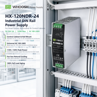 Alimentation industrielle à découpage certifiée CE WHOOSH HX-120NDR-24 120W 24V 5A à refroidissement naturel par air, module PLC en stock