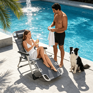 Chaise longue <span class=keywords><strong>de</strong></span> plage moderne <span class=keywords><strong>pliable</strong></span> manuelle en forme d'aile, imperméable, pour bain <span class=keywords><strong>de</strong></span> <span class=keywords><strong>soleil</strong></span> en extérieur au bord <span class=keywords><strong>de</strong></span> la mer - Product Image 6