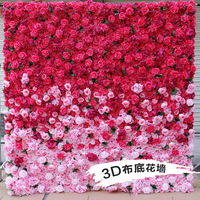 Mur de fleurs artificielles 3D en tissu de soie avec dégradé pour arrière-plan de lieux de mariage, événements intérieurs/extérieurs et décoration d'hôtels