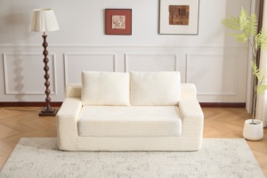 Sofá de Dos Plazas, Cómodo Sofá Cama con Asiento Profundo, Moderno Sofá Pequeño de Pana <span class=keywords><strong>para</strong></span> Sala de Estar o Dormitorio - Product Image 6