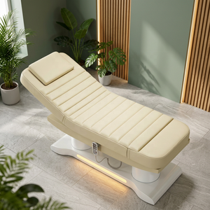 Lit de beauté électrique pour les soins des cils et du visage, lit réglable en cuir haut de gamme avec broderie en éponge - Product Image 1
