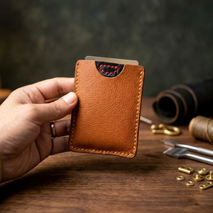 Genuine Leather Fashion Slim Open Closure RFID Blocking Credit <b>Card</b> <b>Wallet</b> Business <b>Card</b> Case - Product Image 3