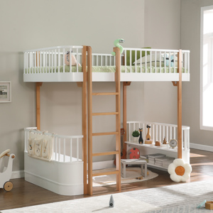 Casa de Juegos Ecológica de Madera Natural con Piso Bajo para Niños, Muebles para Habitación Infantil, Cama Litera de Madera para Niños - Product Image 4