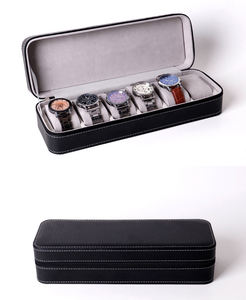 Voyage <span class=keywords><strong>6</strong></span> fentes <span class=keywords><strong>montres</strong></span> boîte de <span class=keywords><strong>rangement</strong></span> en cuir PU noir stockage luxe montre-bracelet Bracelet boîtier boîte - Product Image 3