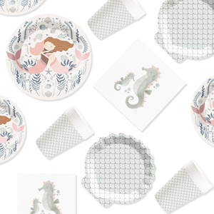 ชุดจานกระดาษลายเกล็ดนางเงือก DAMAI แบบกำหนดเอง สำหรับงานเลี้ยงวันเกิดเด็กผู้หญิง ชุดอุปกรณ์จัดงานปาร์ตี้ธีมนางเงือกแบบใช้แล้วทิ้ง - Product Image 5