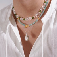 Bijoux bohème en pierre naturelle en argent sterling 925 plaqué or Apatite cristal Jade clair Quartz perle pendentif collier ensemble