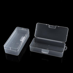 Caja de almacenamiento rectangular transparente, organizador de escritorio de PP de 16,5x7,5x4,6 cm para piezas de joyería y hardware con tapa - Product Image 1