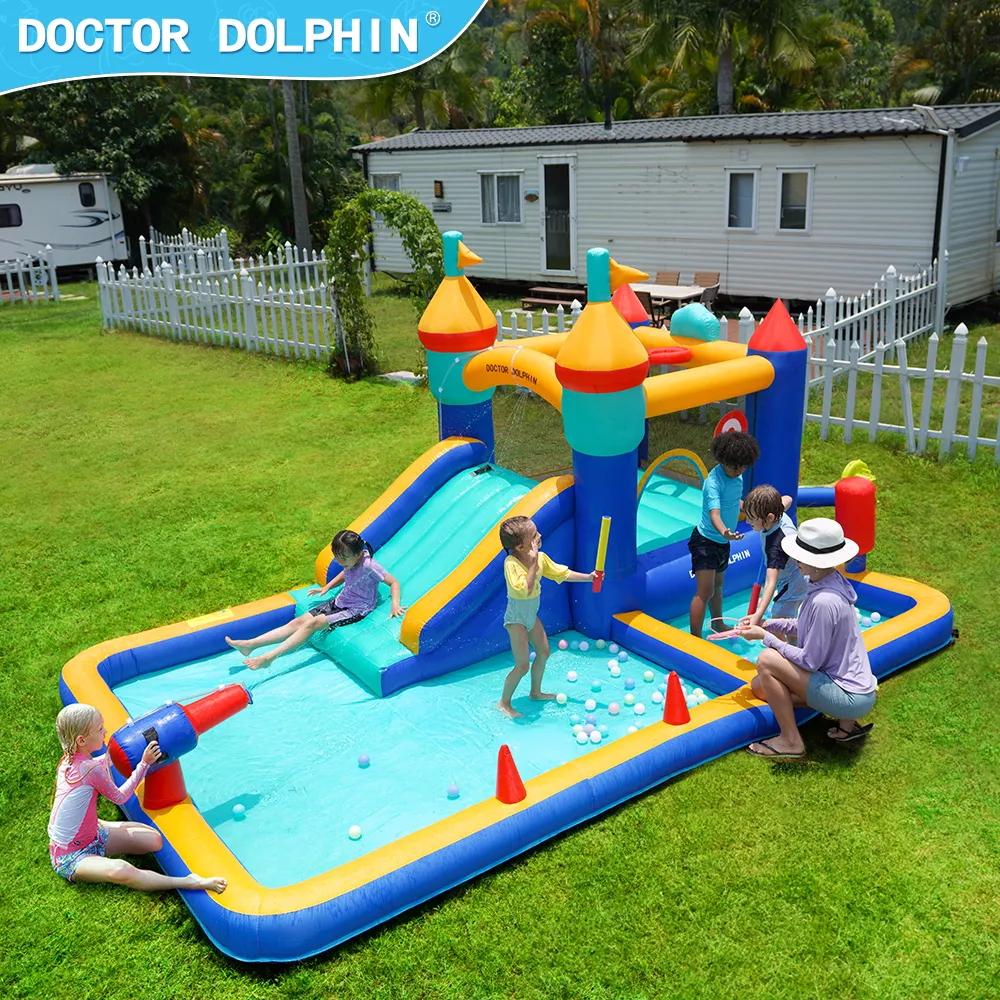 Günstige Outdoor-Spielzeug Kinder Unterhaltung Springen Wasser rutsche Bounce House Schlauchboote Blow Up Wasser rutsche Aufblasbare Party Bouncer