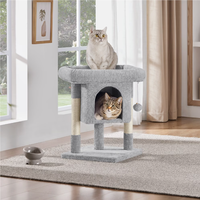 Arbre à chat, griffoir et condo intégrés, maison pour chat en peluche gris foncé et sisal, perchoir compact pour affûter les griffes