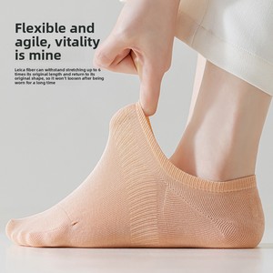 Calzini Invisibili da <span class=keywords><strong>Donna</strong></span> in Cotone Pettinato 95% Cotone, Sottili, Antiscivolo, Deodoranti, Monocolore, Taglio Basso, Primavera/Estate - Product Image 5