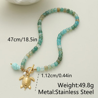 Collier en pierres naturelles inspiré de l'océan KITI avec des breloques en coquille de tortue, plaqué or 18 carats, acier inoxydable, bijoux pour femmes