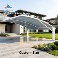 Abri de stationnement pour voitures en membrane tendue PTFE PVDF sur mesure, structure en acier galvanisé, imperméable, ignifuge, résistant aux UV