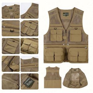 เสื้อกั๊กทำงานกลางแจ้งสำหรับฤดูร้อน ไซส์ใหญ่พิเศษ ปรับแต่งโลโก้ได้ ผู้ชาย ผ้าฝ้าย 100% ซิปแบบคาร์โก้ กระเป๋าหลายช่อง เป็นมิตรกับสิ่งแวดล้อม - Product Image 3