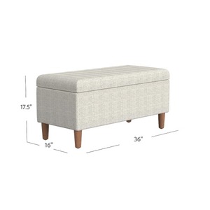 Accent Storage Bench Modern Adjustable Cream Chevron Woven Fabric 36 Inch Bedroom & Living Room - Product Image 6