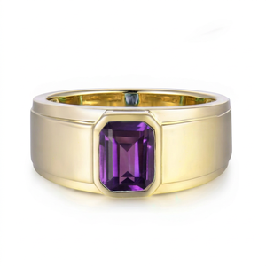 <b>Men</b>’s Amethyst <b>Ring</b> Vintage Purple Gemstone Jewelry February Birthstone 925 <b>Sterling</b> <b>Silver</b> Handmade Statement Band <b>for</b> Gift - Product Image 1