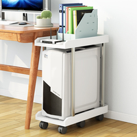 Mobile CPU Stand Study Computer Desktop Host Bracket Towers Storage Rack Cart Computer Cases with Wheels Modern Platform Black