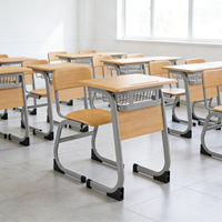 Ensemble de bureau et chaise d'étude pour étudiants en gros avec étagère à livres métallique, mobilier éducatif pour salles de classe pour enfants et étudiants