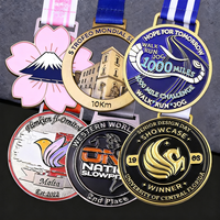 Médaille commémorative personnalisée en alliage de zinc moulé sous pression avec texte en relief et ruban, médaille de défi