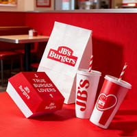 Boîte d'emballage personnalisée pour restaurant, avec logo, qualité alimentaire, pour poulet frit, frites, hamburgers, finition mate et gaufrage