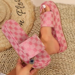 Nouvelles mules d'été tendance à plateforme, légères, antidérapantes, rehaussantes, imprimées, avec talon, en caoutchouc PU, pour femme - Product Image 4