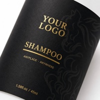 Etiquetas Autoadhesivas de Rollo Cosméticas en Negro Mate con Lámina Dorada, Ecológicas, de Fuerte Adhesión, Personalizadas para Champú y Cuidado del Cabello