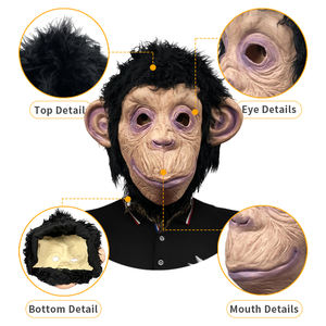 <span class=keywords><strong>Masque</strong></span> en <span class=keywords><strong>latex</strong></span> amusant de <span class=keywords><strong>singe</strong></span> aux cheveux noirs pour fête, rassemblement, costume d'Halloween, mascarade, jouet amusant, accessoire d'événement - Product Image 3