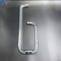 Poignées de porte en acier inoxydable de luxe en gros, type tube en cristal, porte en verre, Austin, nouvelles poignées de porte en forme de L transparentes argentées