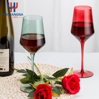 HUAHANG Verres à pied en verre cristal de table 430ml Soufflé à la main Gobelet de couleur rose Verres à vin pour la fête de mariage