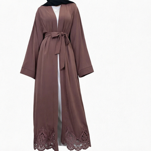 Hot Selling Factory Wholesale Nida Modest Adult <b>Abaya</b> Matching Color Crown Lace Bottom Polyester Quick Dry Breathable - Product Image 1