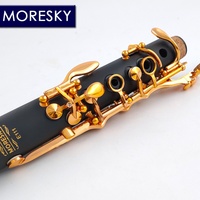 MORESKY BB Clarinet Lacquer Gold 17 Keys Copper-Nickel Soprano Clarinet Black ABS Resin Customized Woodwind E111