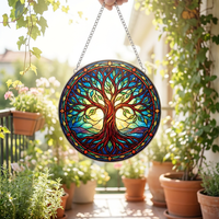 Nouveau puzzle rond en MDF 2026, imprimé UV, pièces suspendues réfléchissantes, décoration colorée pour jardin/fenêtre, artisanat pour adultes et adolescents